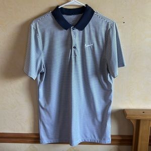 Mens Blue Striped NIKE Golf Polo